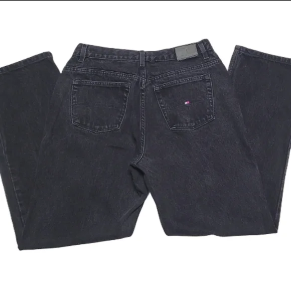 Tommy Hilfiger Vintage 90s Black Stone Wash High Waisted Tapered Leg Denim Jeans - Picture 6 of 10